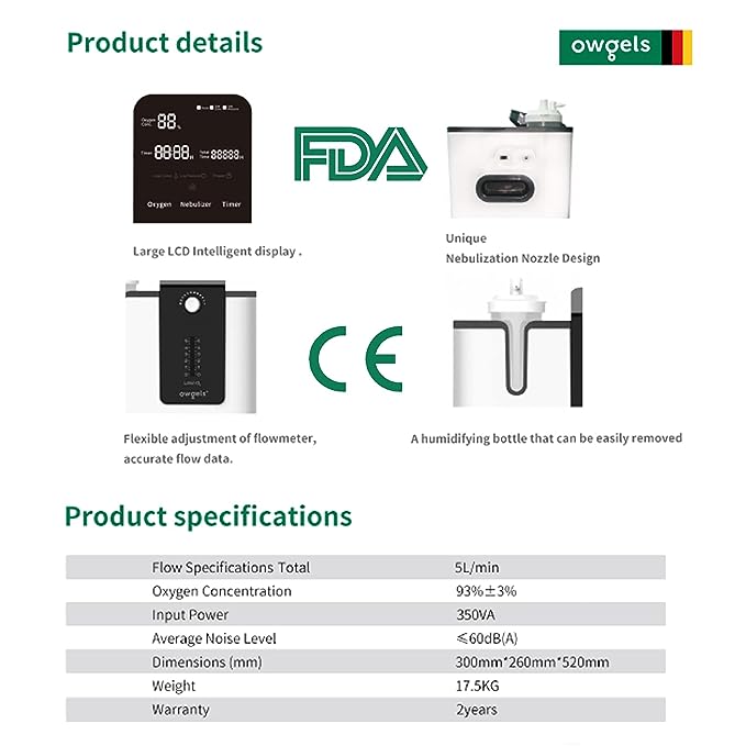 OWGELS (OZ-5-01PWO) | 5L Movable Hospital Use Oxygen Concentrator, Safer, Less expensive, and more convenient Life Saver | Best Suited for Home care Equipment(OPEN BOX) OWGELS (OZ-5-01PWO) | 5L Movable Hospital Use Oxygen Concentrator, Safer, Less expensive, and more convenient Life Saver | Best Suited for Home care Equipment(OPEN BOX)